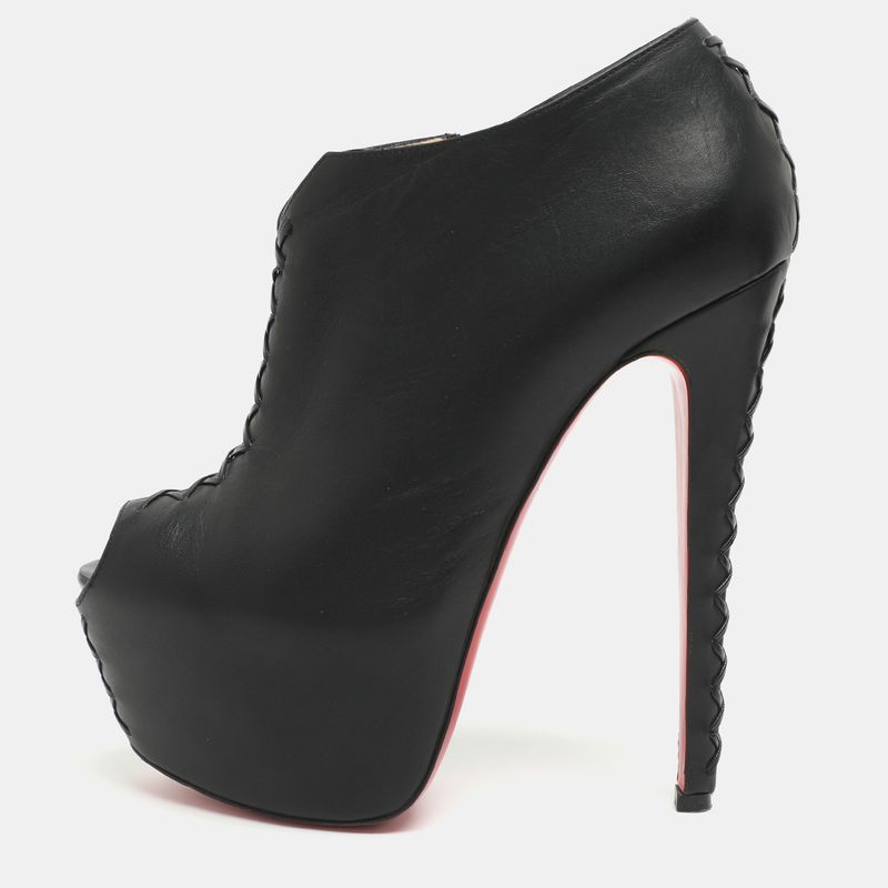 Christian Louboutin Recouzetta Size 39.5 Black Leather Boots